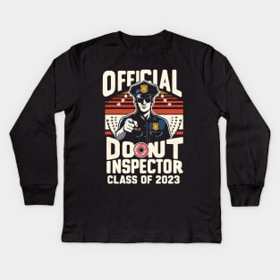 "Official Donut Inspector: Class of 2023" Police Academy Kids Long Sleeve T-Shirt